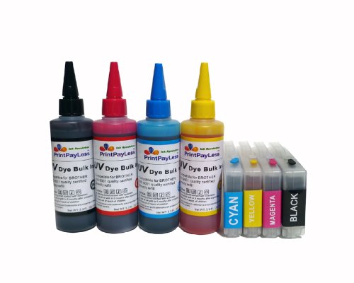 Combo Refillable Ink Cartridges for Brother LC51+ 400 ml PrintPayLess Brand UV resistant Refill Ink, Special-Formulated for Brother All-in-One MFC 230C, MFC 240C, MFC 440CN, MFC 465CN