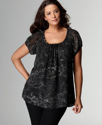 Calvin Klein Jeans Plus Size Top - Printed Short Sleeve Tunic