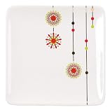 Ciroa Baubles Porcelain Square Decorated Plate, 15 cm