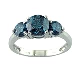 2.20 CT 3 Stone Blue Diamond Engagement Ring in 14K White Gold 41soTftYT7L. SL160 2.20 CT 3 Stone Blue Diamond Engagement Ring in 14K White Gold