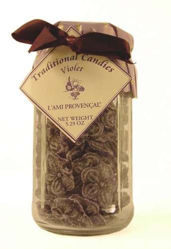 3 jars of Violet (Violette) L'Ami Provencal all natural hard candies 5.3 oz in glass jar by Hard Candy