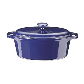 7-Quart Blue Porcelain Enameled Cast Iron Oval Roaster by visiondecor Furniture