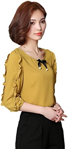 Hipanda Women Bowknot Pullover Chifon T-Shirts (S, R)
