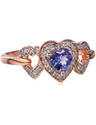 Sterling Silver Tanzanite and Diamond Heart Ring (0.12cttw, G-H Color, I2-I3 Clarity)