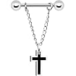 Black White Cross Chain Dangle Nipple Ring
