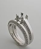 14K White Gold Diamond Engagement Ring Setting Sets For A 1.00 Ct Diamond