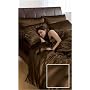 6pce Satin Chocolate Double Duvet Cover Set (inc 1 duvet cover,1 fitted sheet,4 pillowcases)