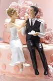 Couple Eating Cake Figurine Cake Topper