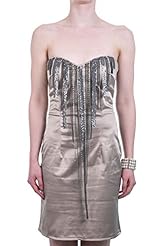 Cotton/Elastane/Polyester/Satin Bandeau Neck Mini Dress 