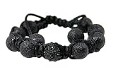 Shamballa Unisex Ice Bracelet, Buddist Beads Hiphop, 1 Black on Black Crystal Disco Balls-adjustable