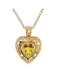 0.74 Ct Heart Shape Citrine and Topaz Gold Plated Silver Pendant