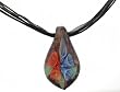 Multicolored Murano Pendant, 26mm x 47mm, with Black Silk Adjustable Cord/Ribbon Necklace