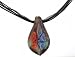 Multicolored Murano Pendant, 26mm x 47mm, with Black Silk Adjustable Cord/Ribbon Necklace