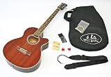 Produkt-Bild: 4/4 Akustik Western Gitarre Sapeli mit Rosenholz - mit Zubeh&ouml;rset: gepolsterte Tasche, Gurt, Ersatzsaiten und Stimmpfeife