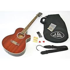 4/4 Akustik Western Gitarre Sapeli mit Rosenholz - mit Zubeh�rset: gepolsterte Tasche, Gurt, Ersatzsaiten und Stimmpfeife