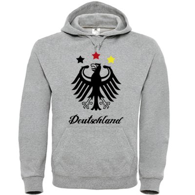 DEUTSCHLAND MOTIV 5 -Herren Hoodie in Grau / Schwarz-Rot-Gelb Gr. M