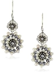 Miguel Ases Fresh Water Pearl and Sterling Silver Circles Earrings