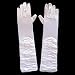 Glamorous Long White Satin Ruched Gloves (STC12041W)