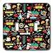 Lee Hiller Designs General Themes - Seattle Tourist Print Coffee, Space needle, Fish, Electric Guitars and Umbrella - Light Switch Covers - double toggle switch