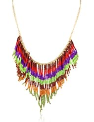 Seed Bead Fringe Necklace, 18"