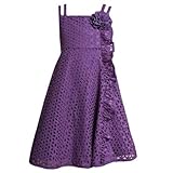 Bonnie Jean Girls 7-16 Purple Chunky Eyelet Dress (14, Purple)