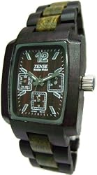 Tense Jumbo Oblong Multi Function 3 Dial Wood Watch J8302DG