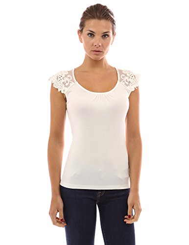 PattyBoutik Women's Floral Lace Crochet Shoulder Sleeveless Top