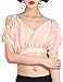 Persun Women's Chiffon V Neck Front Lace up Back Spaghetti Strap Ruffle Crop Top