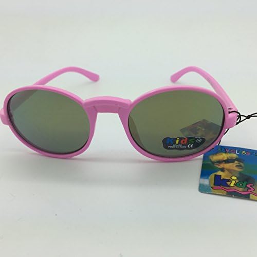 3 Pairs 2020 K063 Kids Fashion John Lennon Colored Plastic Frame Revo Lens Sunglasses(Black, light pink and green)--Age 2-6