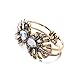 Lares Domi Vintage Gold-tone Crystal Incrusted Simulated Emerald - Opal Inlay Elegant Palm Leaf Bracelet