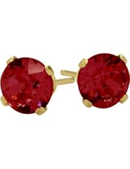 0.70Ct. Genuine 4mm Round Ruby 14 Karat Yellow Gold Stud Earrings for Girls