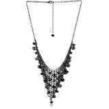 Leslie Danzis Jet Metallic Glass Bead Necklace Gunm