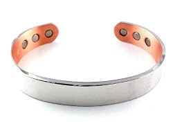 Copper Magnetic Bracelet Silver High Power Wide Style - Large