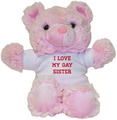 Mashed Bears I Love My Gay Sister Plush Teddy Bear With Printed T-Shirt (Pink)
