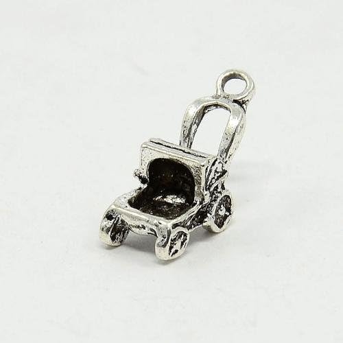 Pandahall 5 Sets Mixed Baby Accessories Alloy Pendants, Pacifier, Pram, Trousers and Baby Feet Charms, Lead Free, Antique Silver, 13~23x9~16x1.5~9mm, Hole: 1.5~3mm; 5pcs/set