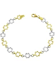 14 Karat Yellow & White Gold Floral Bracelet (7 inch)