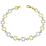 14 Karat Yellow and White Gold 7 Inch Floral Bracelet