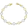 14 Karat Yellow & White Gold Floral Bracelet (7 inch)