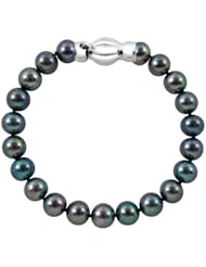 10-11mm 7" Black Freshwater Pearl Bracelet "A" with Sterling Silver Barrel Clasp in Gift Box