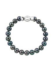 10-11mm 7" Black Freshwater Pearl Bracelet "A" with 14K White Gold Barrel Clasp in Gift Box