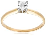10k Yellow Gold Round Solitaire Diamond Engagement Ring (1/3 ct, J-K Color, I2-I3 Clarity), Size 7