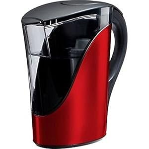 Brita Stainless Steel Designer Series Red Water Filter 1 Pitcher + Bonus 2 Filters - Water Filtration System - 8 cup capacity