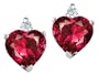 3.04 cttw Heart Shape Created Ruby and Genuine Diamonds Earring Studs in 14 kt White Gold