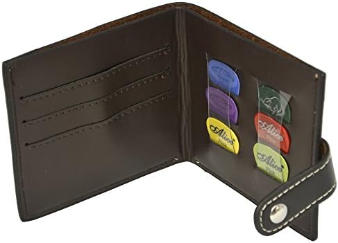 Guitar Pick Leather Wallet - Black - Alice Picks Included