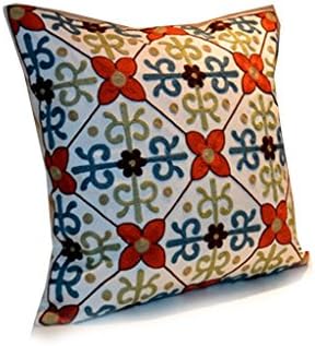 Yangtze Satin Flowers Decorative Throw Pillow Case, Stamped Silk Ribbon Embroidery Kit, 18 By 18 Inches