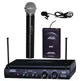 Audio2000 AWM-6032UL UHF Dual Channel Wireless Microphone System with One Handheld & One Lapel Mic
