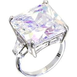 Silver 5 Carat CZ Square Ring - Size 7