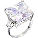 Silver 5 Carat CZ Square Ring - Size 7