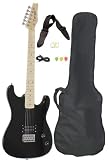 Black Full Size Electric Guitar with Case Strap Pics and Pitchpipe Tuner