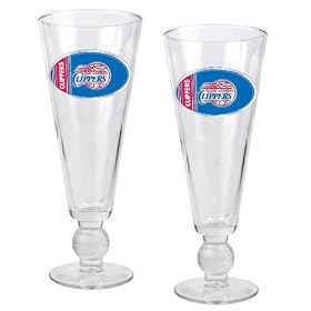 Los Angeles Clippers NBA 2pc Pilsner Glass Set with Basketball on stem - Oval Logo by Great American Products